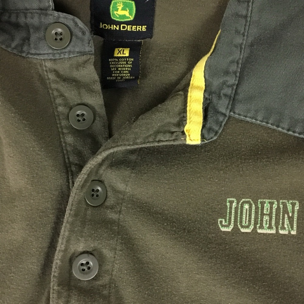 John Deere Mens XL Olive Green Short Sleeve Polo Shirt Graphic 37 Cotton - Picture 7 of 13
